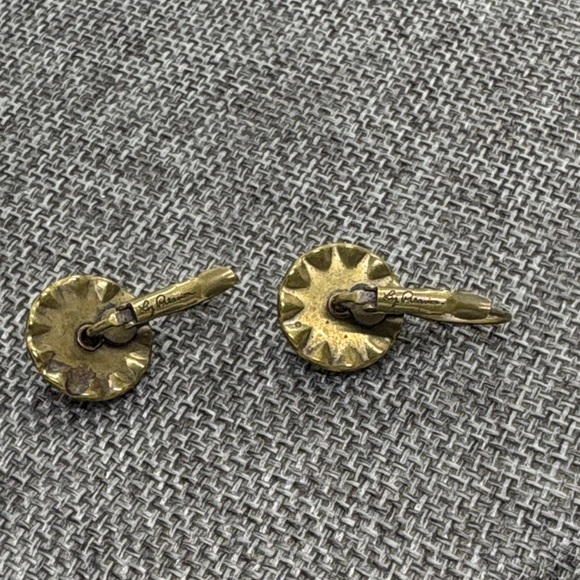 Liz Palacios Swarovski Crystal Blue and Antique Brass Dangle Earrings - Picture 7 of 10